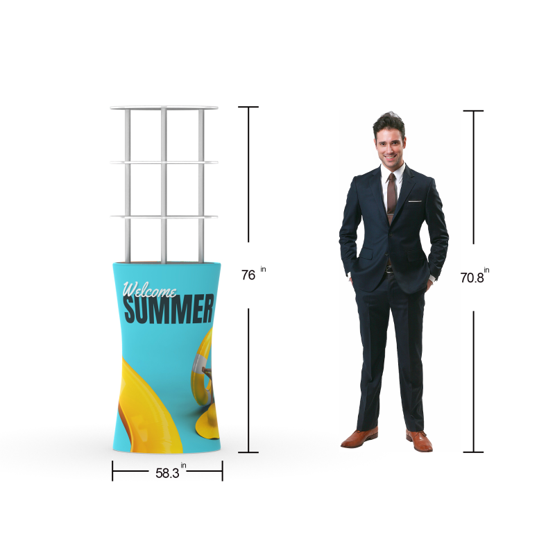 Oval Trade Show Counter with Shelves