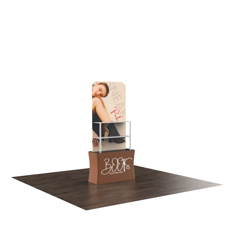 Trade Rack Graphics Backwall Fabric Tube Display Rack with Two Shelves for Trade Show | AOM ...