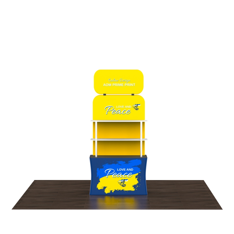 Dispay Rack Header Fabric Backwall Display Rack with Header Two Shelves for Trade Show ...