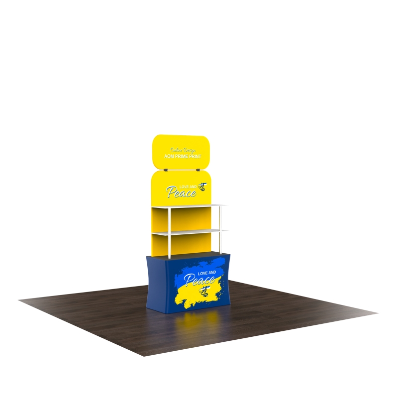Display Rack Header Fabric Backwall Display Rack with Header Two Shelves for Trade Show ...