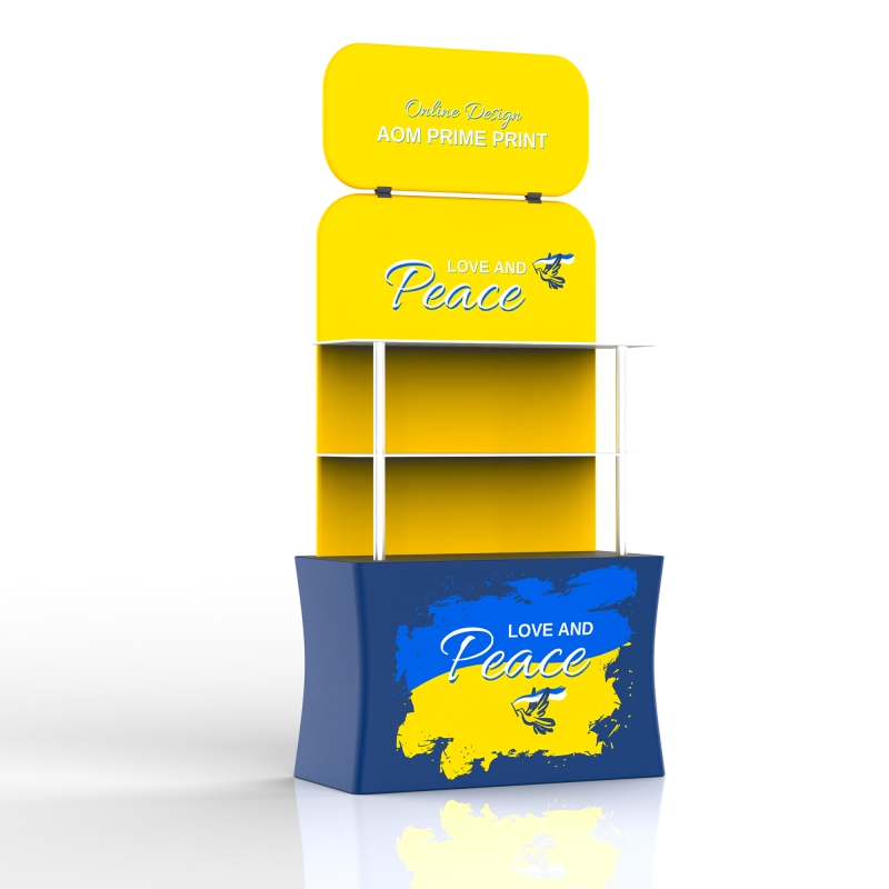 Dispay Rack Header Fabric Backwall Display Rack with Header Two Shelves for Trade Show ...