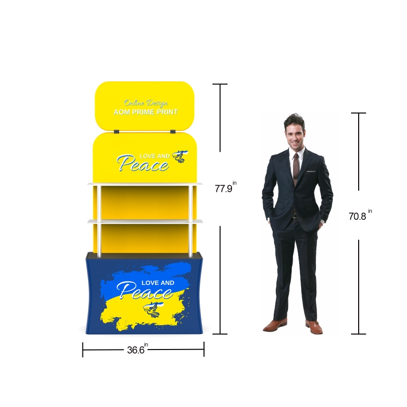 Dispay Rack Header Fabric Backwall Display Rack with Header Two Shelves for Trade Show ...