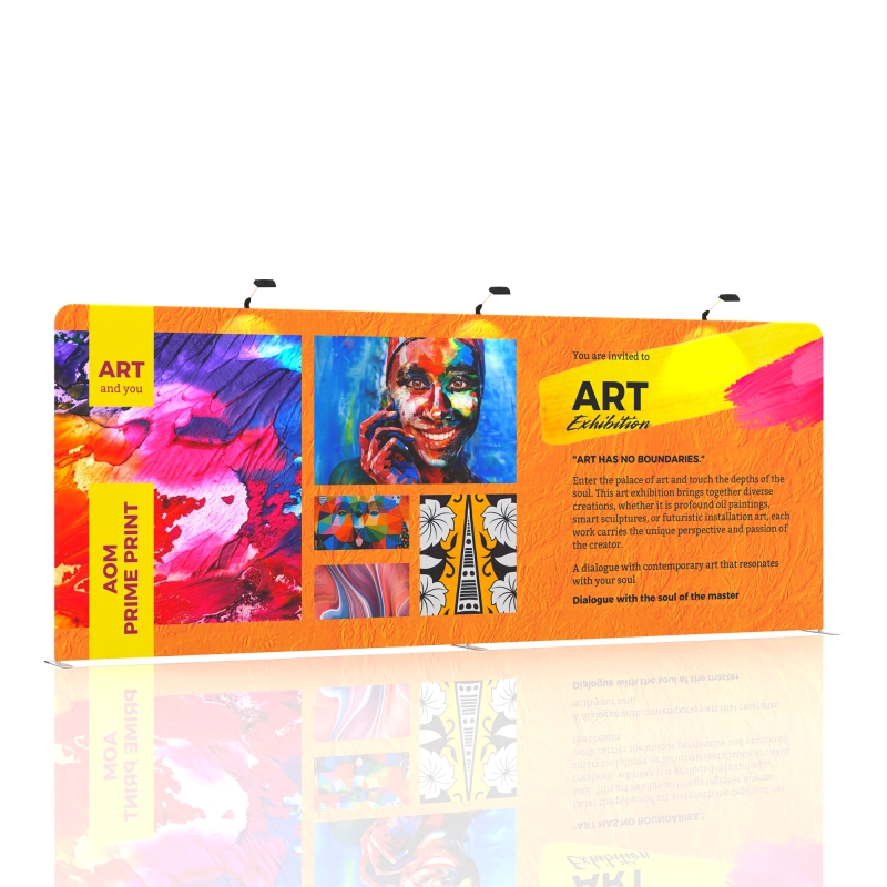 20ft Custom Flat & Grand Tension Fabric Trade Show Backwall Display 07