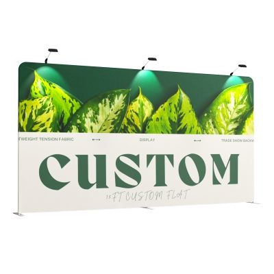 15ft Straight Trade Show Backdrop Display with 100% Aluminum Frame and Custom Graphic