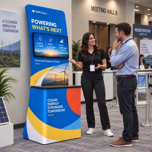 2.7ft Fabric Trade Show Counter with Monitor Mount
