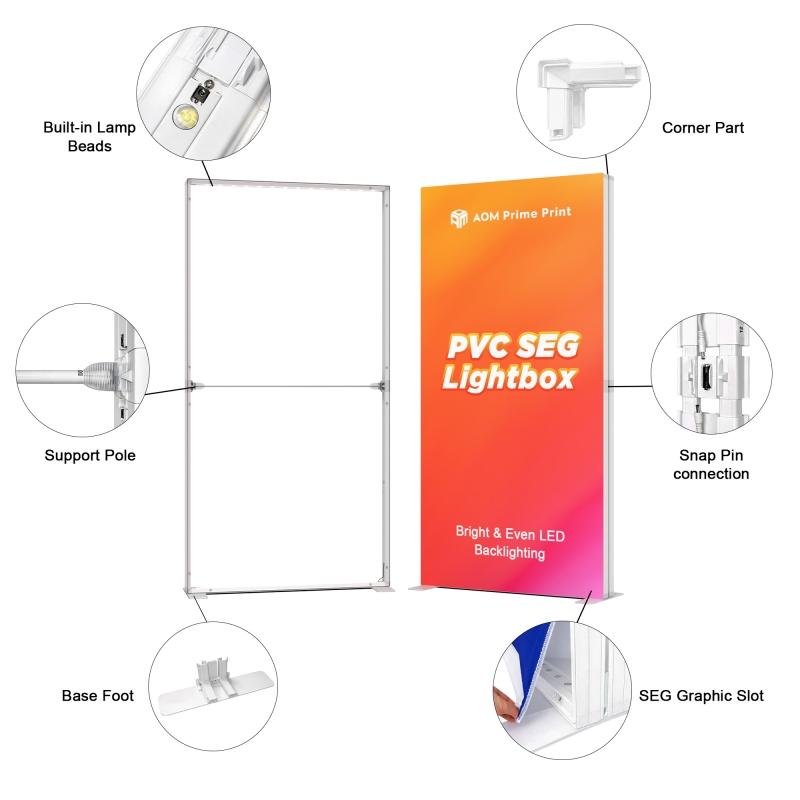 20x6.6ft PVC SEG Backlit LED Fabric Lightbox Trade Show Display | AOM ...