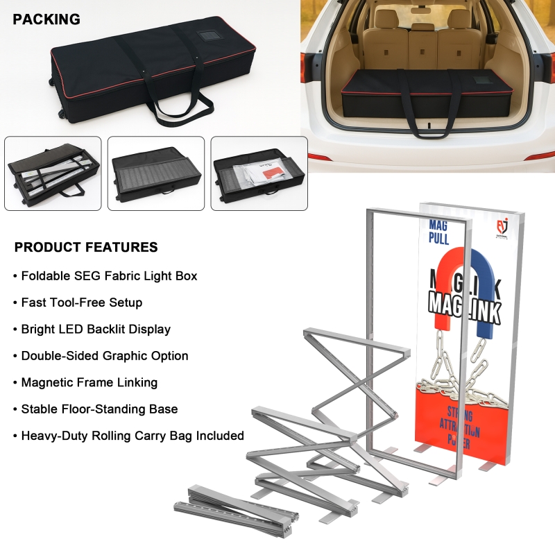 4ft x 8.2ft SEG Folding Trade Show LightBox LED Backlit Banner Stand ...