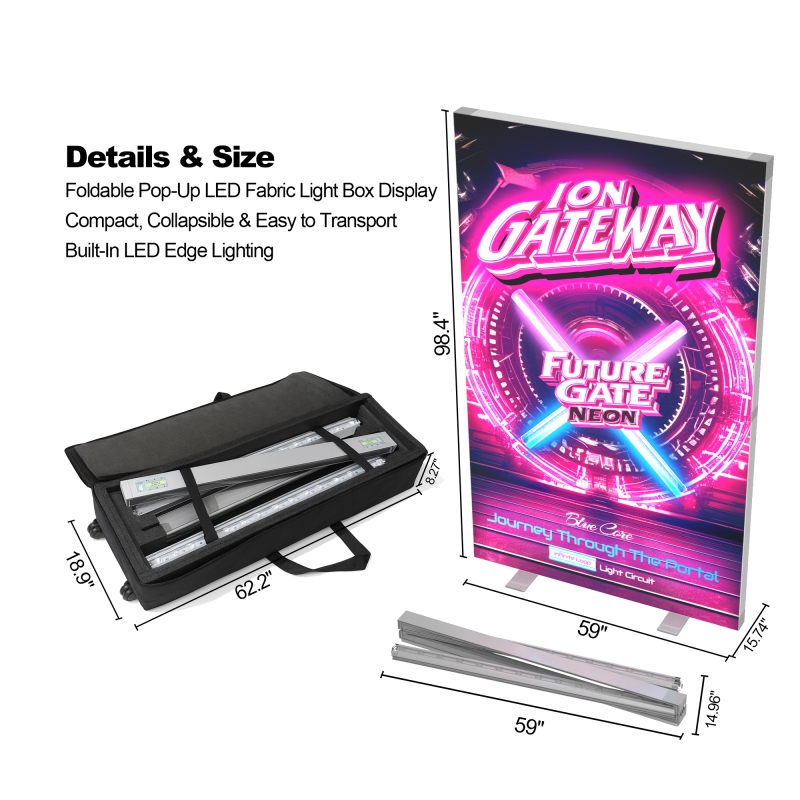 5ft x 8.2ft SEG Folding Trade Show LightBox LED Backlit Banner Stand ...