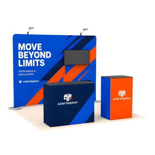 Custom 10x10 Tension Fabric Trade Show Booth with Counters