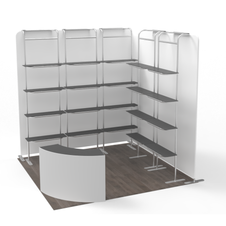 10x10 Custom Modular Exhibition Booth with Display Shelves