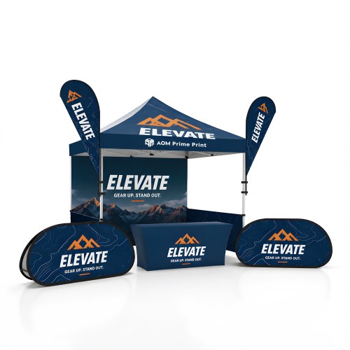 10x10 Canopy Tent with Flags and Banners