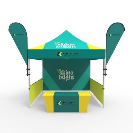 10x10 Canopy Tent with Flags and 3 Walls