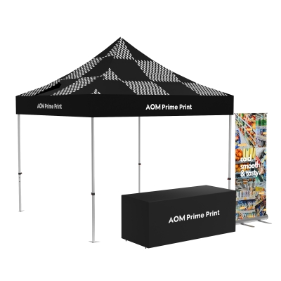 10x10 Canopy Tent with Table and Banner