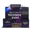 10x10 Lightweight Portable Trade Show Booth Kit | Quick Setup TV Display Stand with Hardcase to Podium