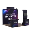 10x10 Lightweight Portable Trade Show Booth Kit | Quick Setup TV Display Stand with Hardcase to Podium