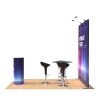 10x10 Custom Waveline Trade Show Booth Kit with Flat Tension Fabric Backwall Display & Oval Hydraulic Backlit Podium