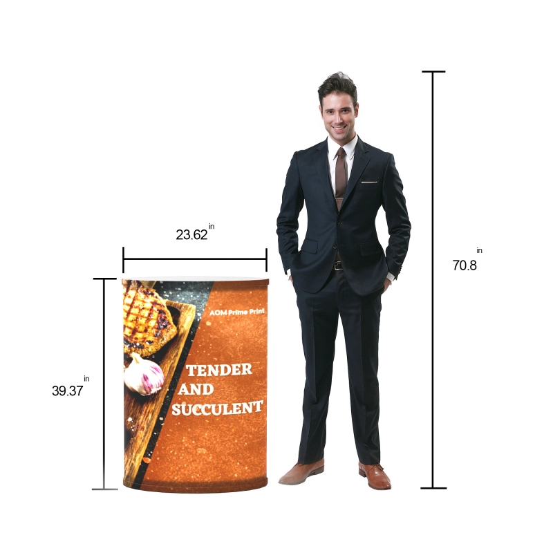 10x10 Custom Waveline Trade Show Booth Kit with S-Shaped Tension Fabric Backwall Display & Oval Hydraulic Backlit Podium