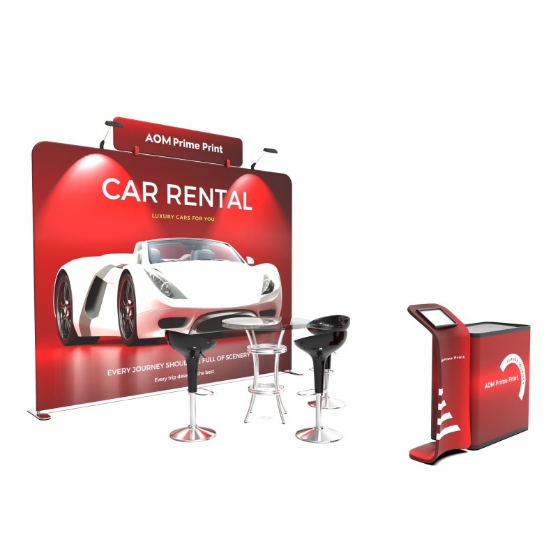 10x10 Lightweight Portable Trade Show Booth Kit | Easy Setup Ipad Display Stand with Hardcase to Podium