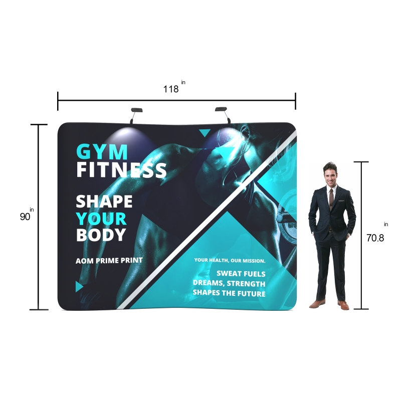 10x10 EZ Tube Curved Trade Show Booth System |  with Oval Pop up Backlit Foldable Podium