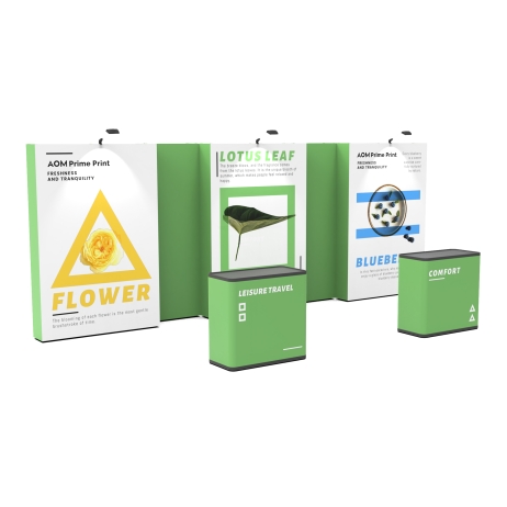 20ft FlexPop Booth with 5-Panel Pop Up Backwall