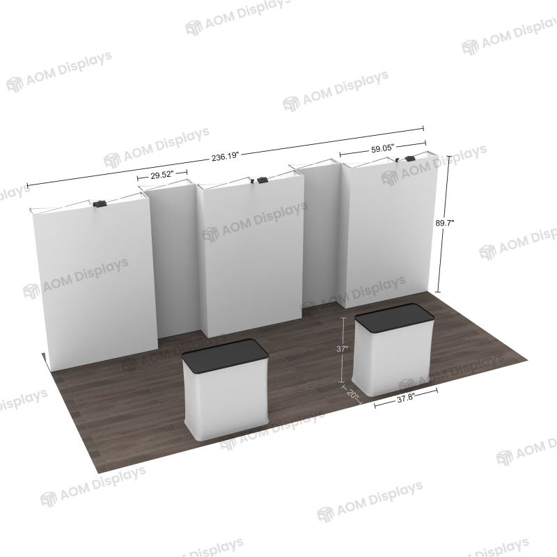 20ft FlexPop Booth with 5-Panel Pop Up Backwall