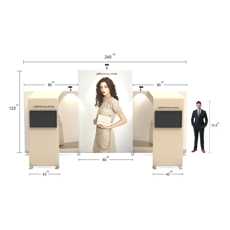 Row Inline Booth Layout 20ft Modular Inline Trade Show Booth with Dual Archways and TV Mounts ...
