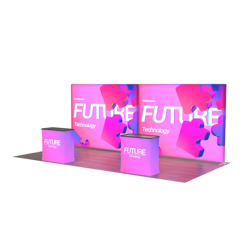 Zip Home Display 20x8ft Backlit Modular Trade Show Display with LED Curtain and Zip-Up ...