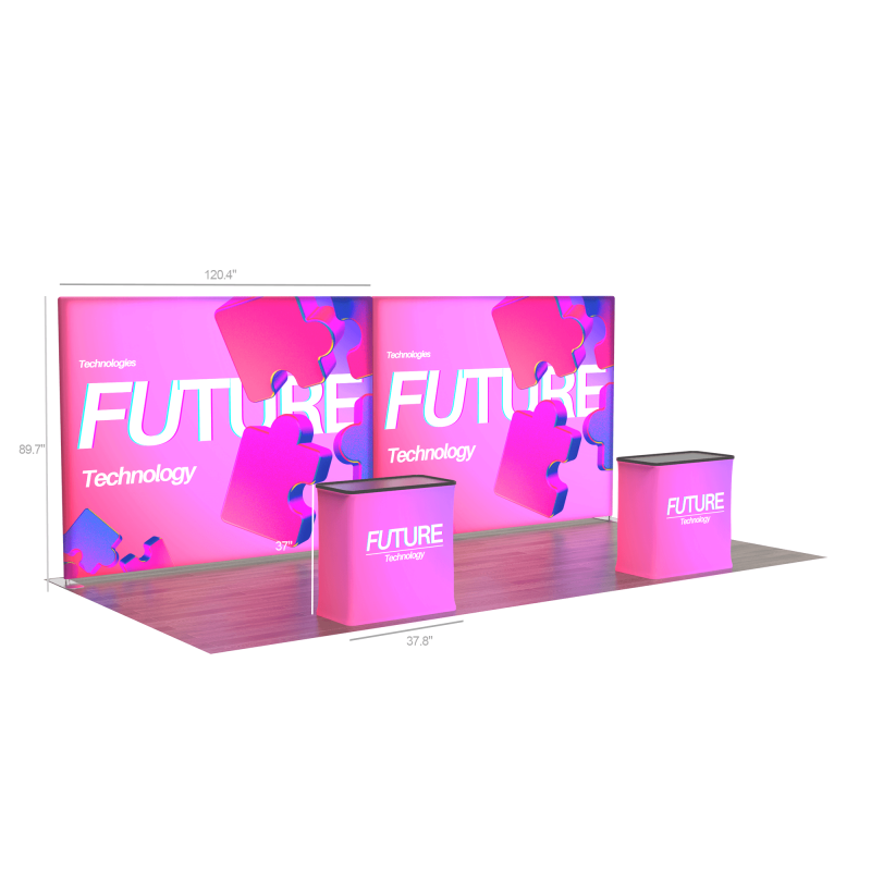 Zip Home Display 20x8ft Backlit Modular Trade Show Display with LED Curtain and Zip-Up ...