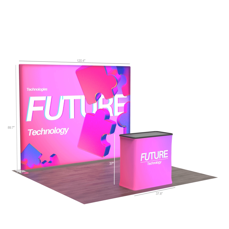 Zip Home Display 10x8ft Backlit Trade Show Display with LED Curtain and Zip-Up Fabric ...