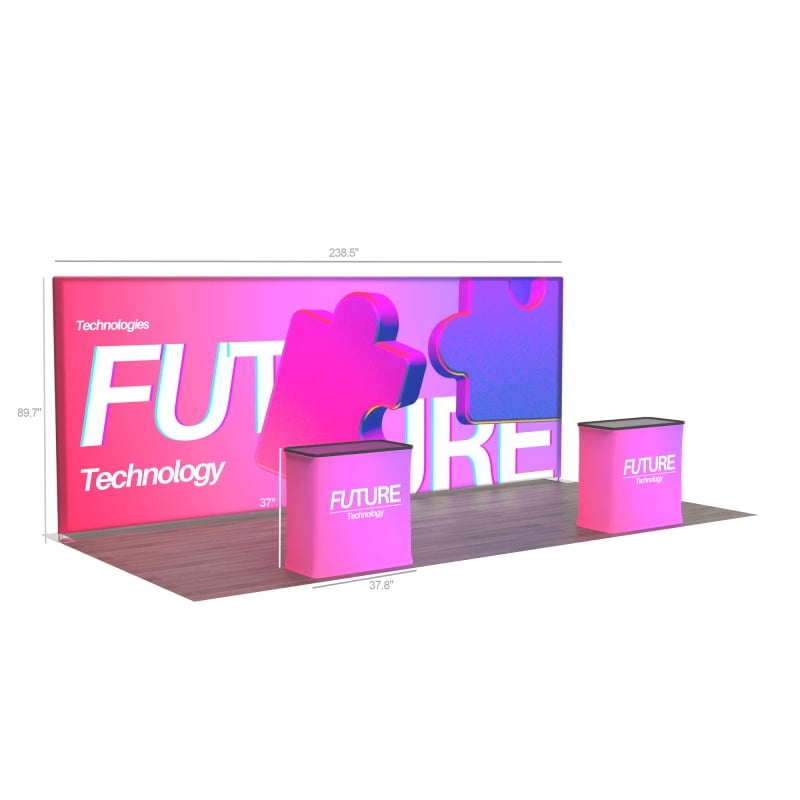Zip Home Display 20x8ft Backlit Trade Show Display with LED Curtain and Zip-Up Fabric ...