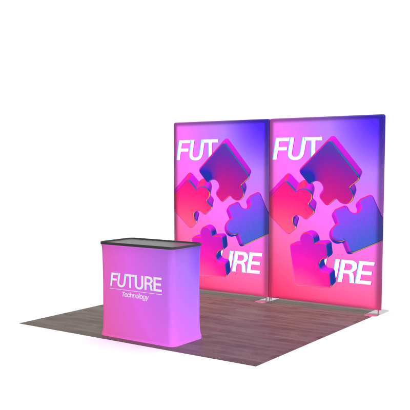 Zip Home Display 10x8ft Backlit Modular Trade Show Display with LED Curtain and Zip-Up ...