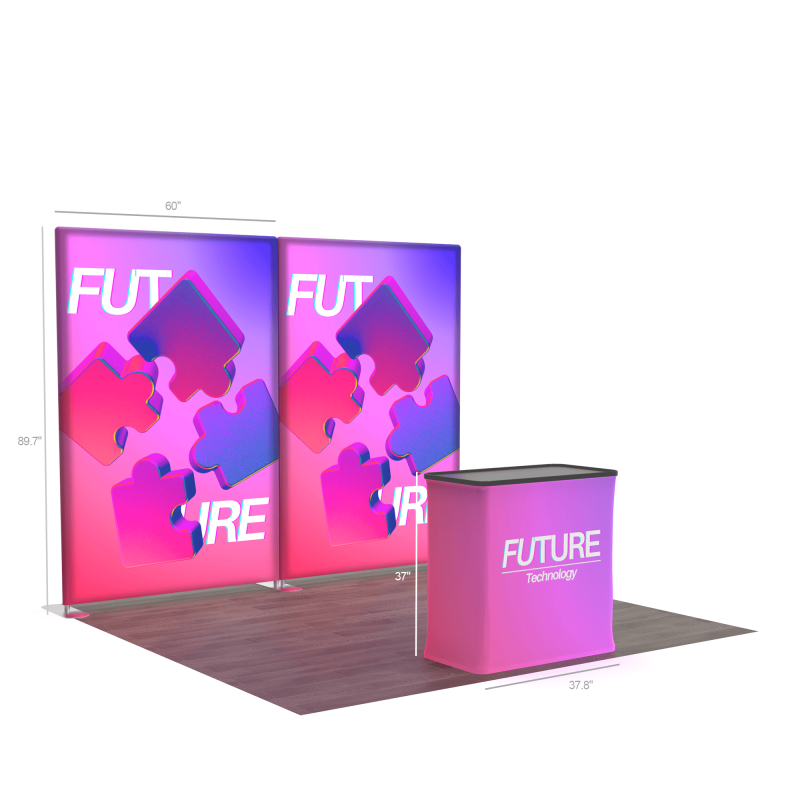 Zip Home Display 10x8ft Backlit Modular Trade Show Display with LED Curtain and Zip-Up ...