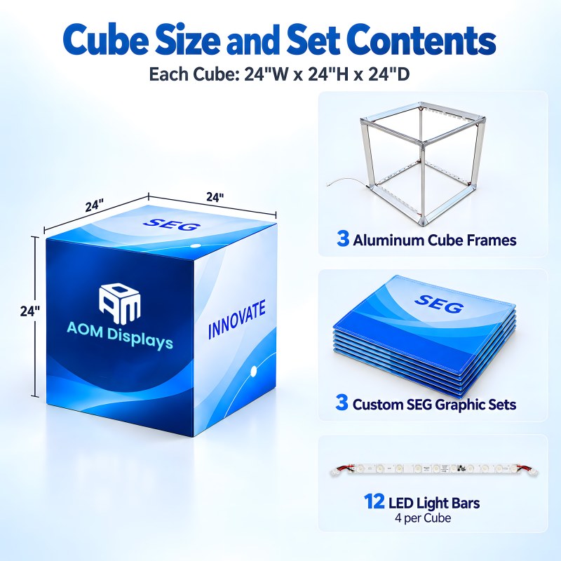 3-Piece Backlit Cube Set