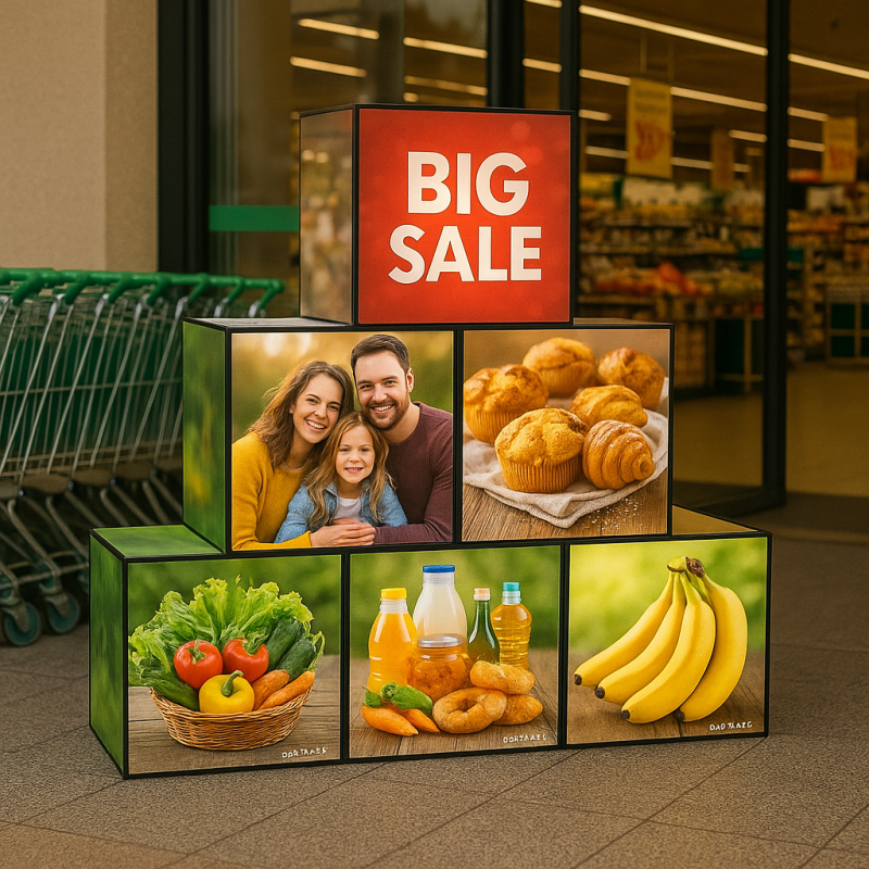 3D Backlit Stackable Cube Trade Show Display with Custom Graphics | AOM ...
