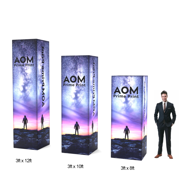 Custom LED Trade Show Display Backlit Tower - Square Fabric Tube Trade Show Column