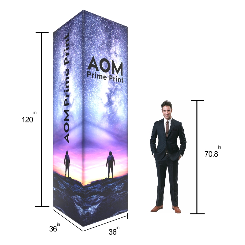 Custom LED Trade Show Display Backlit Tower - Square Fabric Tube Trade Show Column